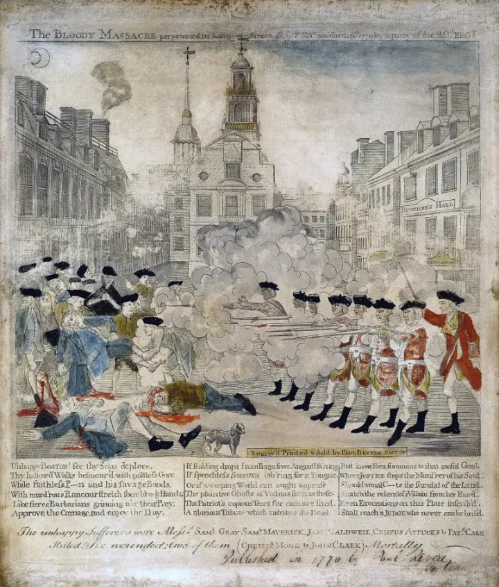The Bloody Massacre in King Street — Paul Revere engraving, 1770