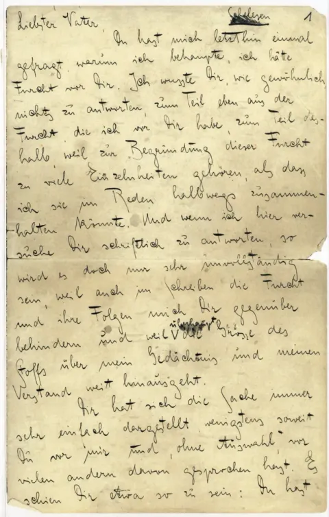 First page of Kafka's Letter to His Father, 1919
