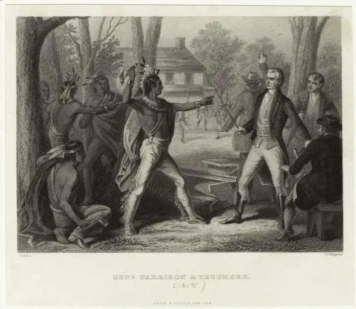 Tecumseh confronts William Henry Harrison at Vincennes, 1810