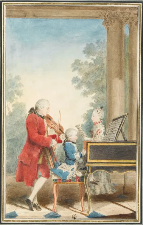 The Mozart family performing in Paris, watercolour by Louis Carrogis de Carmontelle, 1764