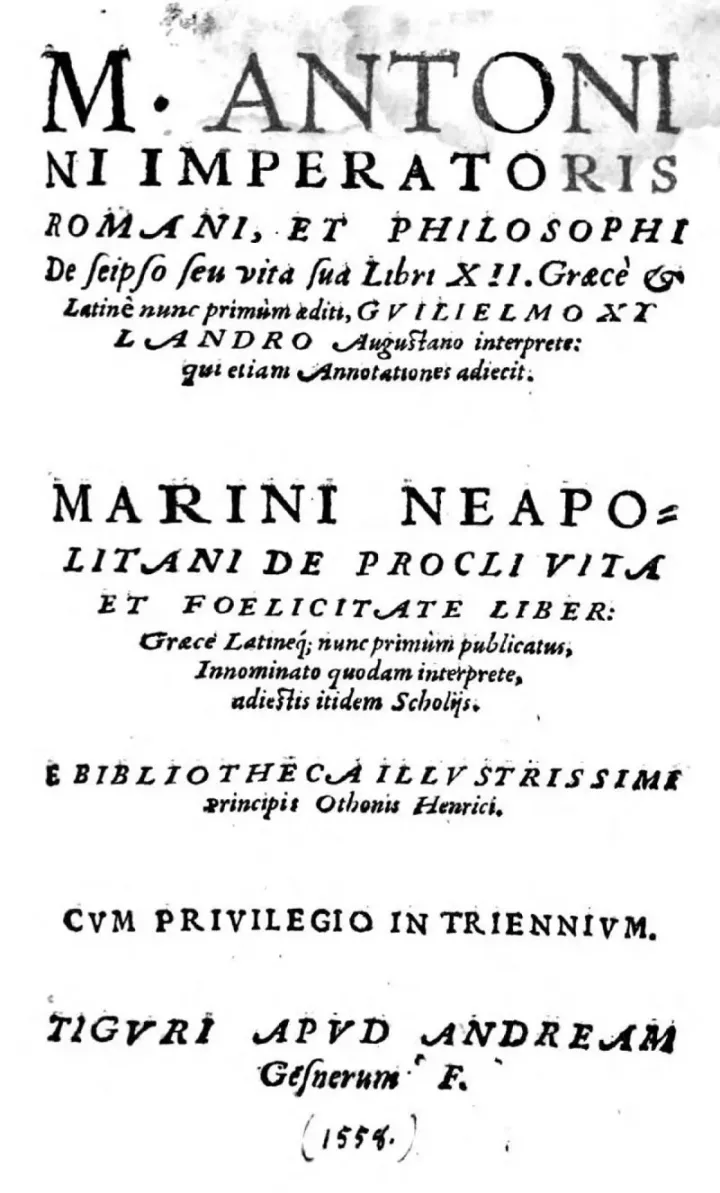 First printed edition of the Meditations, published by Xylander in 1558