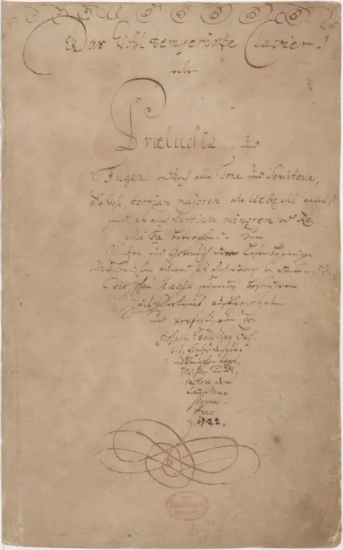 Title page of Bach's Well-Tempered Clavier, autograph manuscript