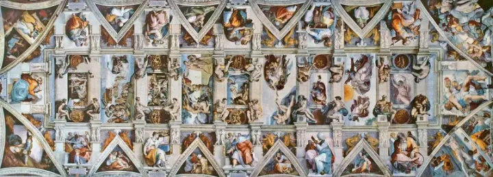 The ceiling of the Sistine Chapel, painted by Michelangelo, 1508–1512