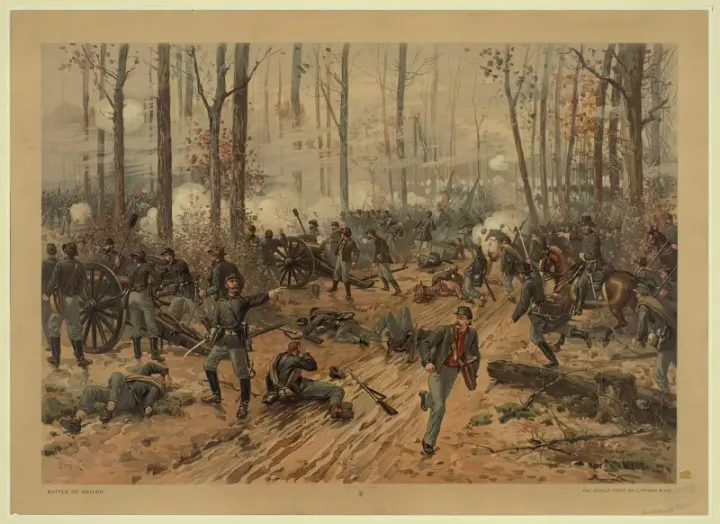 Thure de Thulstrup's chromolithograph of the Battle of Shiloh, April 1862
