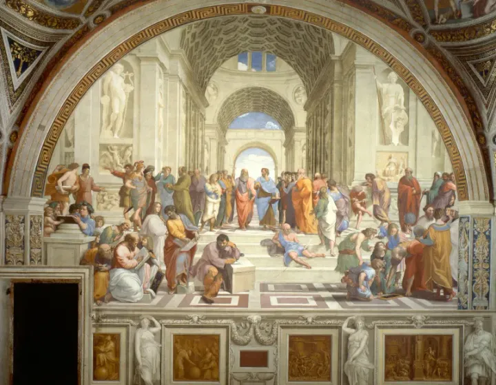 The School of Athens by Raphael, 1509–1511 — Aristotle and Plato at centre