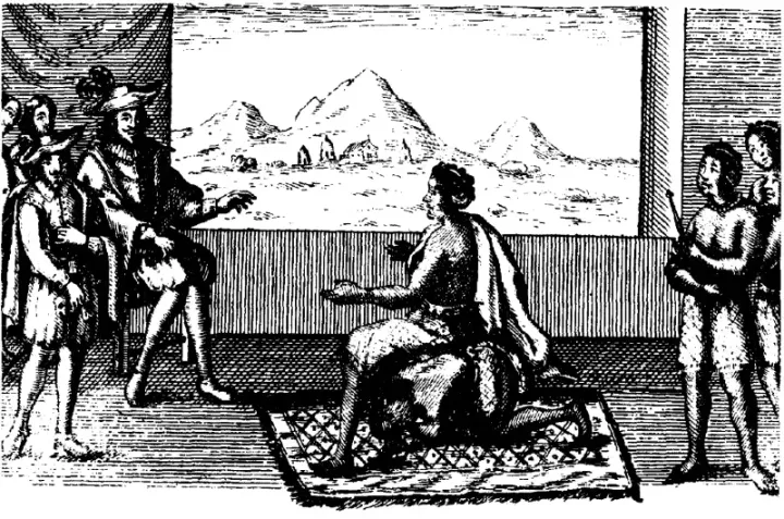 Queen Nzinga negotiating with the Portuguese Governor in Luanda, 1622