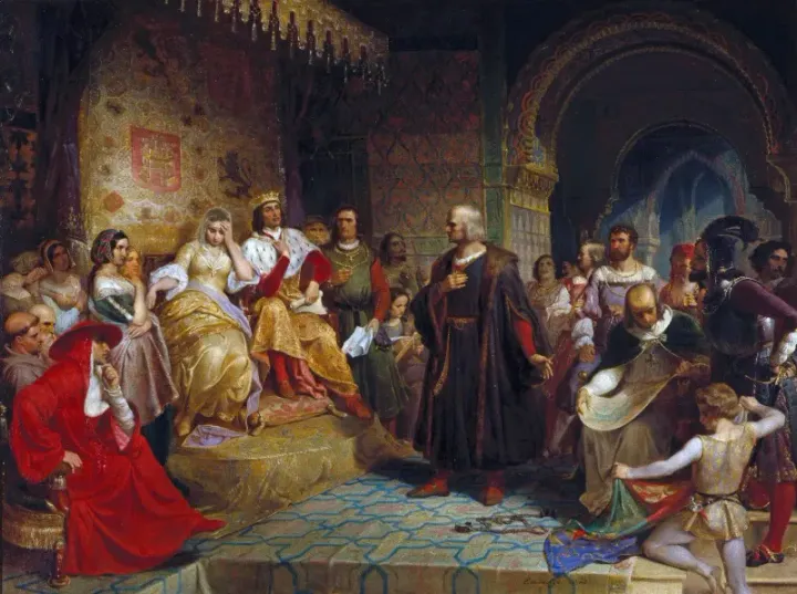 Columbus Before the Queen — Emanuel Leutze, 1843