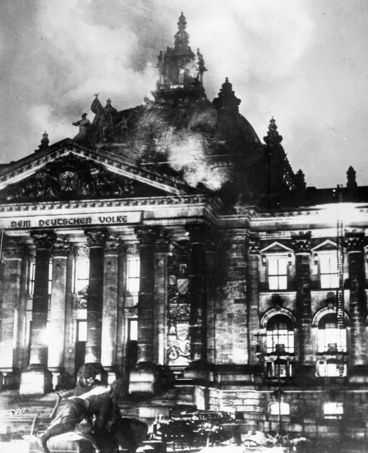 The Reichstag building ablaze, February 27, 1933