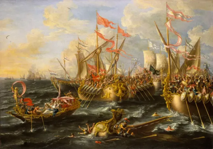 The Battle of Actium — Laureys a Castro, 17th century