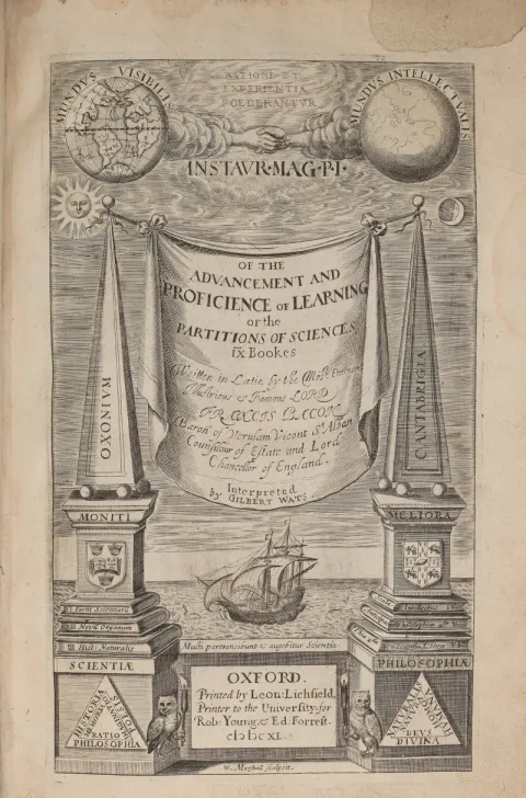 Title page of The Advancement of Learning by Francis Bacon