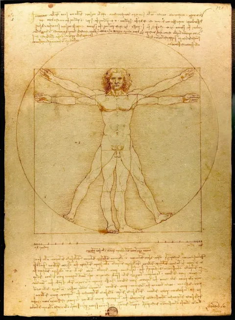 Vitruvian Man by Leonardo da Vinci, c. 1490, Gallerie dell'Accademia, Venice
