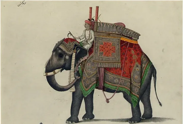 Indian war elephant with driver — the centrepiece of Mauryan military power