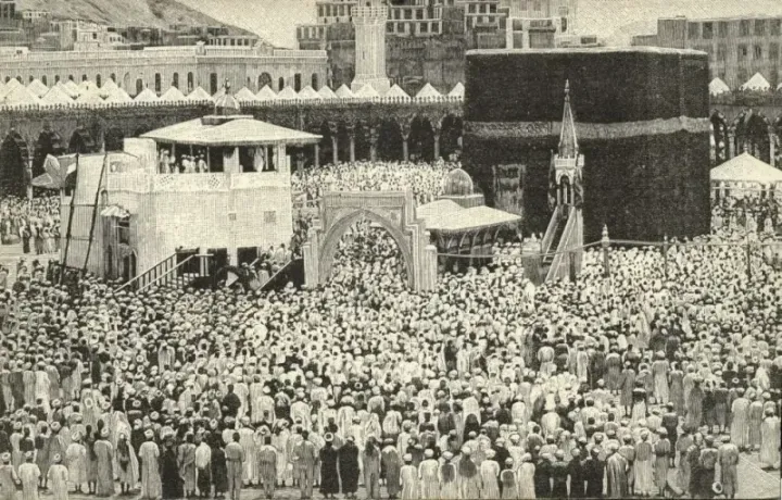 The Kaaba at Masjid al-Haram, Mecca, during Hajj — historical photograph 1886