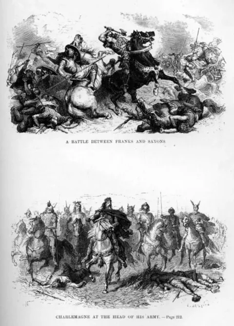 Charlemagne in battle against the Saxons
