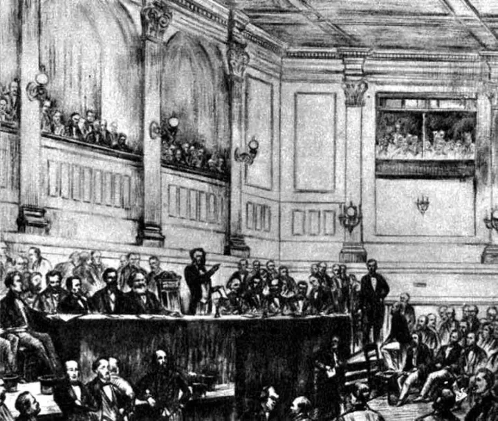 Founding meeting of the International Workingmen's Association, St Martin's Hall, London, 1864