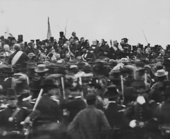 Lincoln at Gettysburg, November 19, 1863 — one of the few photographs of the event