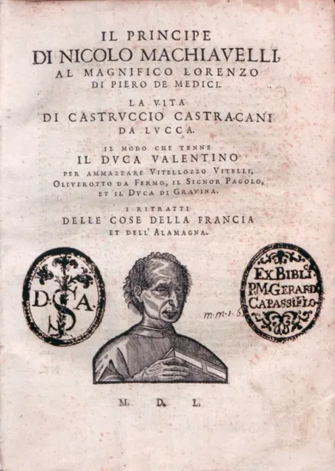 Title page of the first edition of Il Principe, published posthumously in 1532