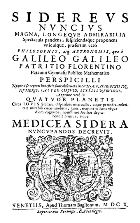 Title page of Sidereus Nuncius, Venice, 1610