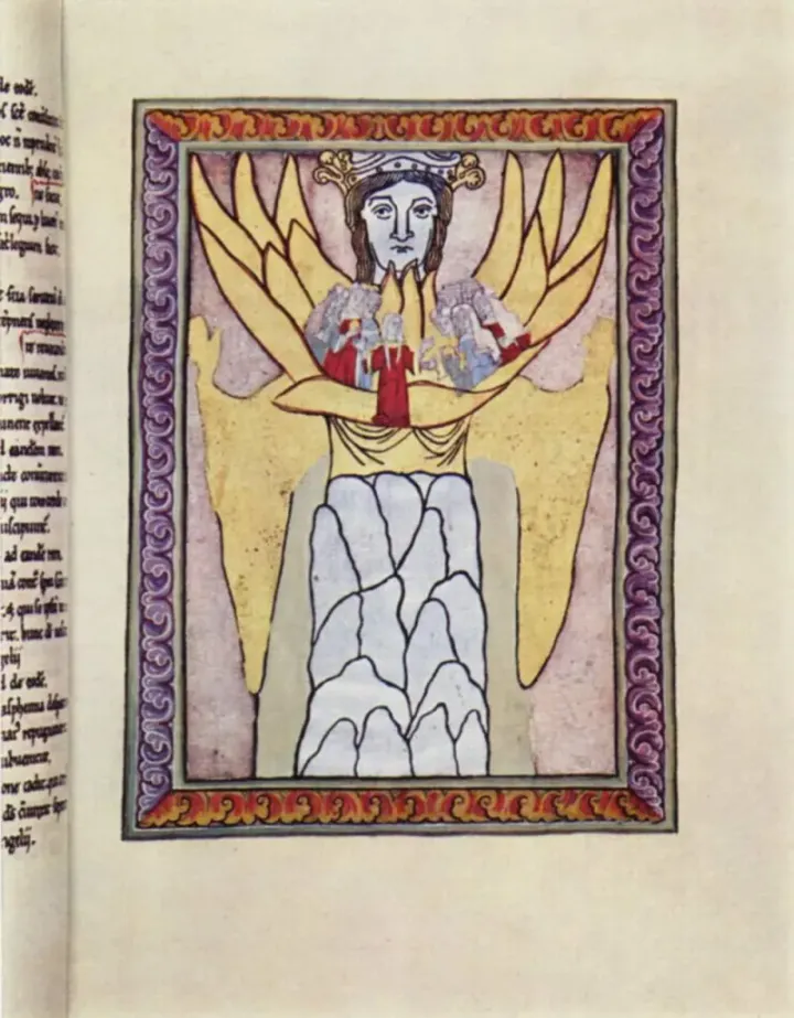 Illumination from the Hildegardis-Codex — Hildegard's visions as manuscript art, Rupertsberg, c. 1165