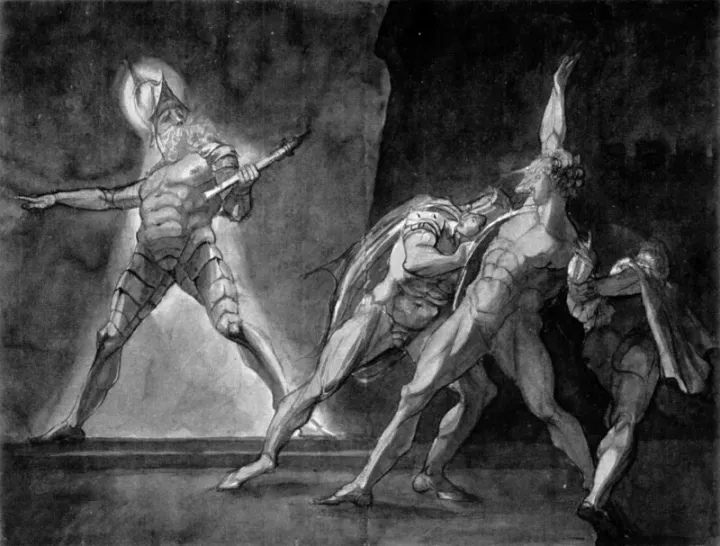 Hamlet and his father's Ghost — Henry Fuseli, c. 1780–1785