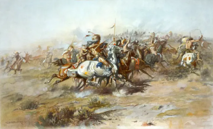 Charles M. Russell’s “The Custer Fight” (1903) — the chaos of the Battle of Little Bighorn