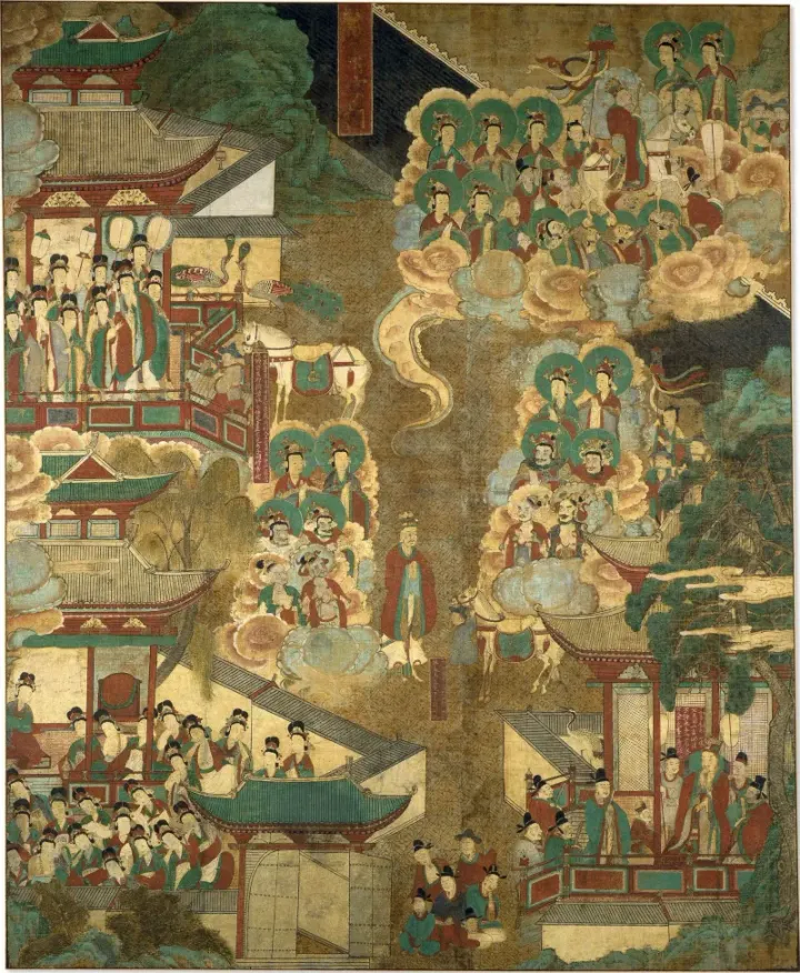 The Great Departure — Siddhartha leaves the palace on his horse Kanthaka, attended by spirits