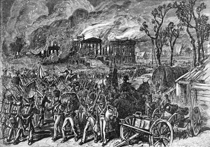 The burning of Washington, D.C. by British forces in August 1814
