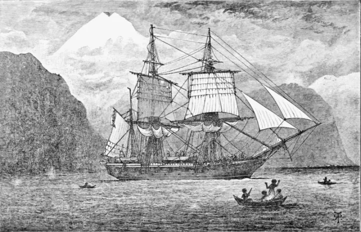 HMS Beagle in the Straits of Magellan — Conrad Martens, c. 1834