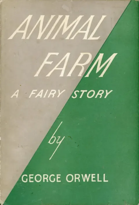 Cover of the first UK edition of Animal Farm, published by Secker & Warburg, 1945