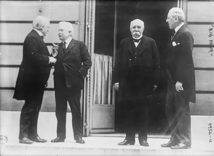 The Big Four at the Paris Peace Conference, May 1919: Lloyd George, Orlando, Clemenceau, and Wilson