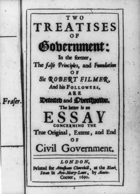 Title page of the first edition of Two Treatises of Government, 1690