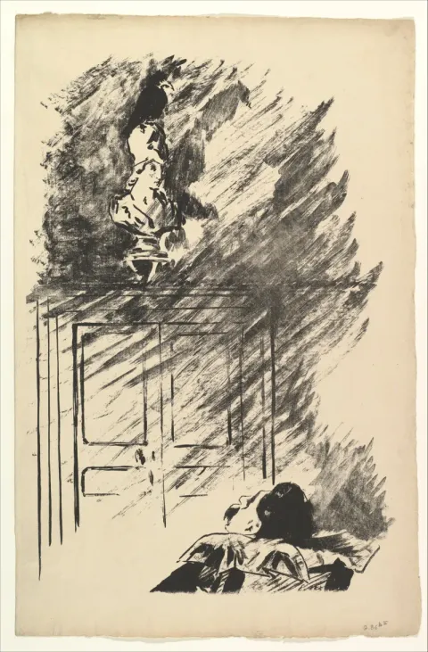Lithograph by Edouard Manet illustrating The Raven by Edgar Allan Poe