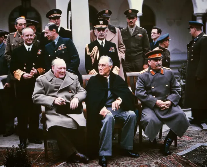 Churchill, Roosevelt, and Stalin at the Yalta Conference, February 1945