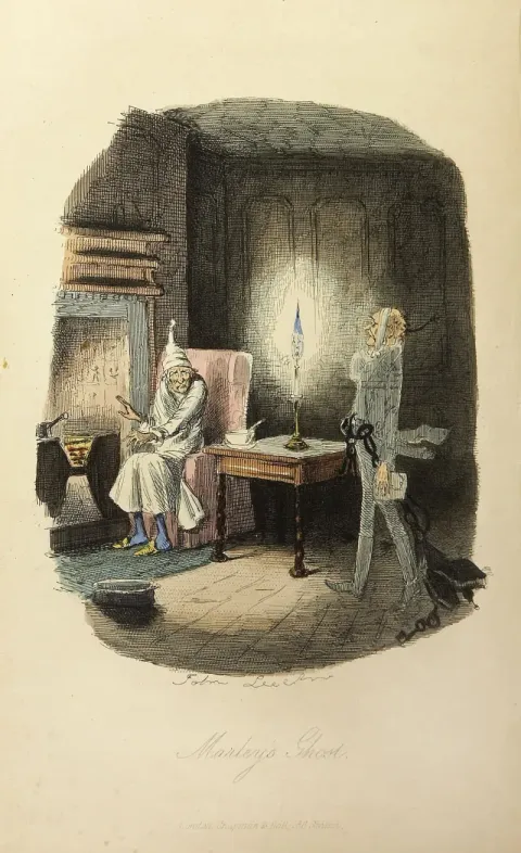 Marley's Ghost — John Leech's original illustration for A Christmas Carol, 1843