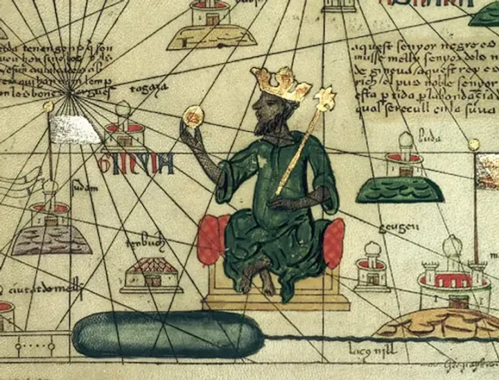 Mansa Musa of Mali, as depicted in the Catalan Atlas of 1375 — Abraham Cresques
