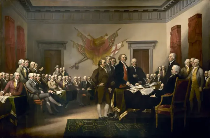 John Trumbull's painting of the presentation of the Declaration of Independence