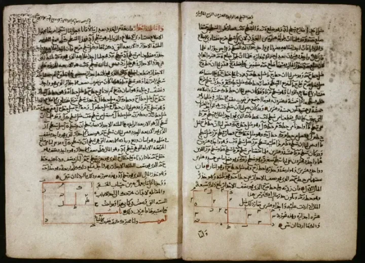 A page from al-Khwarizmi's algebra manuscript, 9th century CE