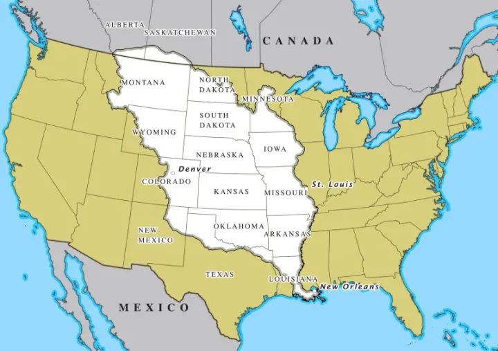 Map of the Louisiana Purchase territory, 1803