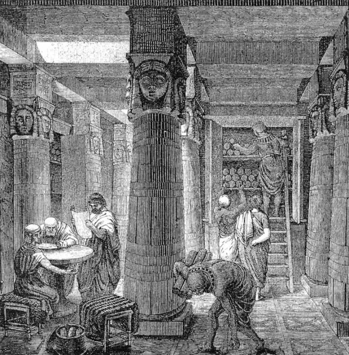 The Great Library of Alexandria — O. Von Corven, 19th century