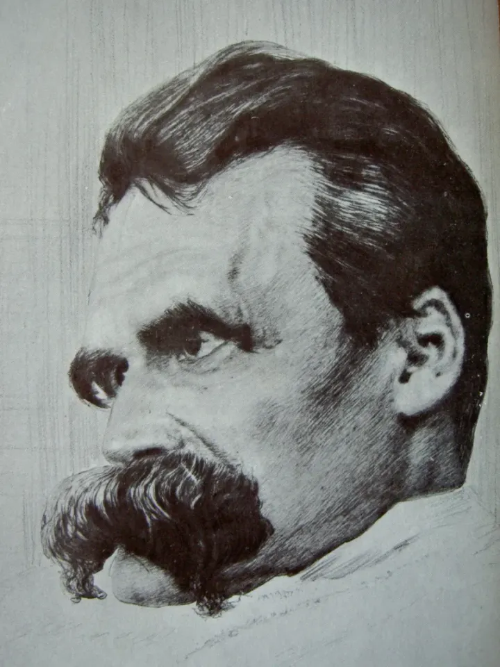 Friedrich Nietzsche during his illness, drawn by Hans Olde, 1899