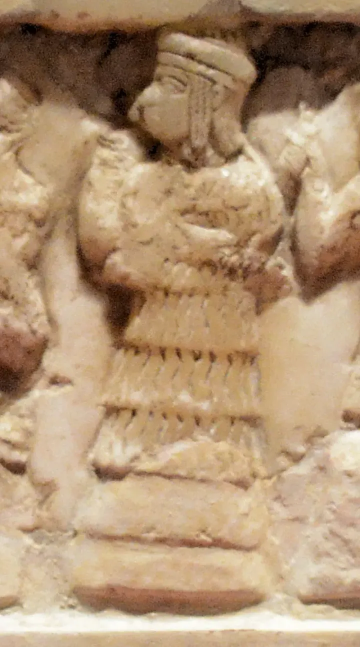 Alabaster disc depicting Enheduanna performing a ritual at Ur, the earliest known depiction of a named author