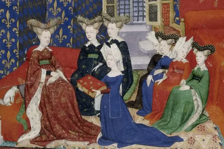 Christine de Pizan and Queen Isabeau, British Library illumination