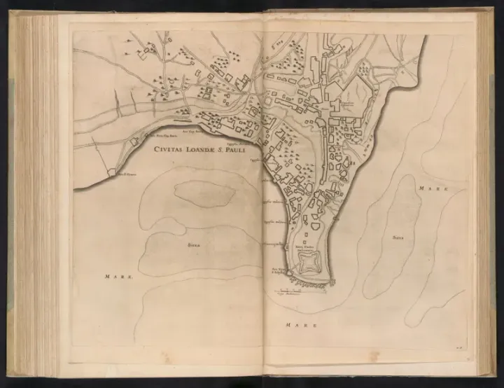 Dutch map of Luanda, c. 1641 — during the period of Nzinga's alliance with the Dutch